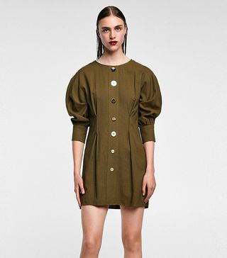 Zara + Pleated Dress With Buttons