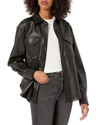 The Drop + @Lisadnyc Faux Leather Long Shirt Jacket
