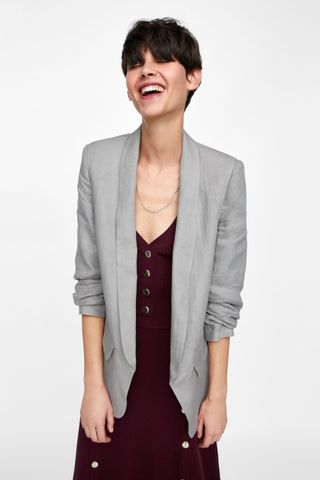 Zara + Blazer With Pleated Sleeves
