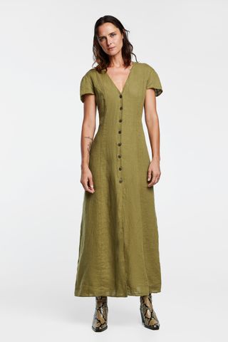 Zara + Long Linen Dress