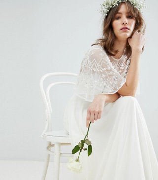ASOS + Maxi Wedding Dress With Embellished Crop Top
