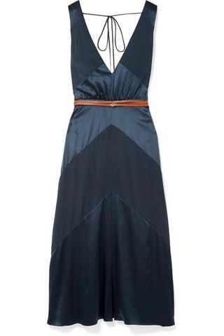 Altuzzara + Thursday Belted Silk-Blend Satin and Crepe de Chine Midi Dress