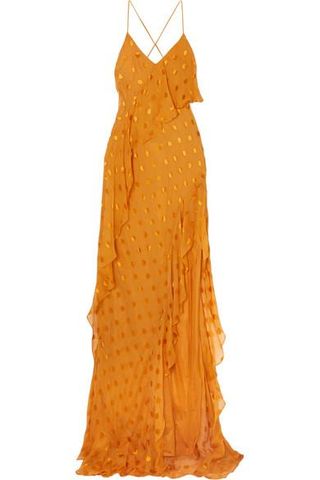 Michelle Mason + Asymmetric Polka-Dot Silk-Blend Chiffon Dress