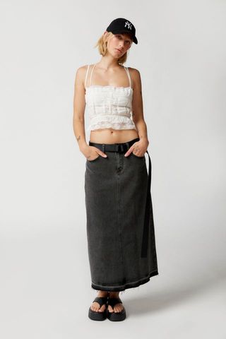 BDG + Theo Denim A-Line Midi Skirt