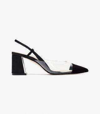 Zara + Heeled Slingback Vinyl Shoes