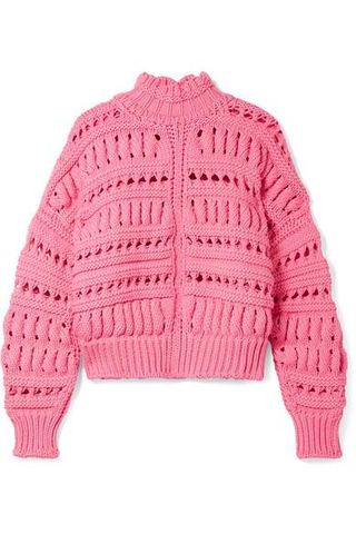 Isabel Marant + Zoe Oversized Open-Knit Cotton-Blend Turtleneck Sweater