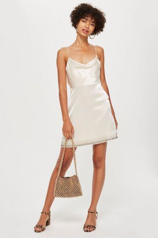 Topshop + Embellished Mini Slip Dress