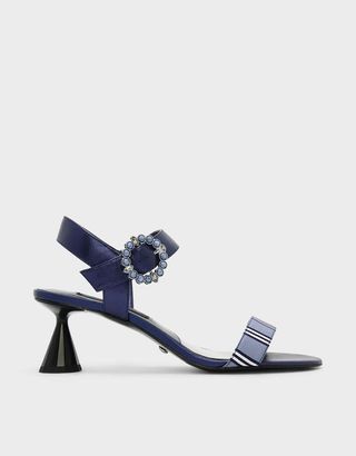 Charles & Keith + Embellished Buckled Leather Sandals
