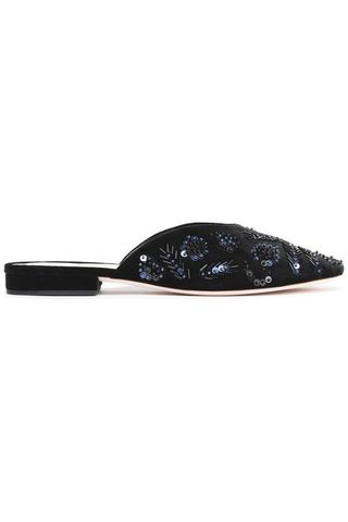 Loeffler Randall + Bead and Sequin-Embellished Velvet Slippers