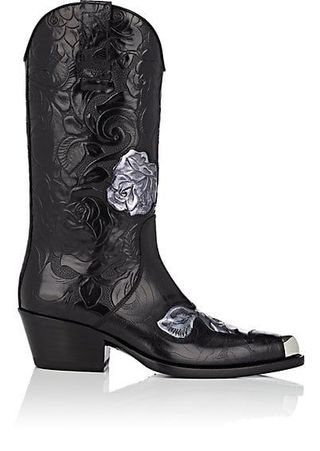 Calvin Klein + Floral Leather Cowboy Boots