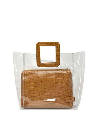 Staud + Shirley Clear PVC and Crocodile-Embossed Tote Bag
