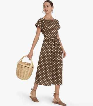 Pixie Market + Brown Polka Dot Midi Dress