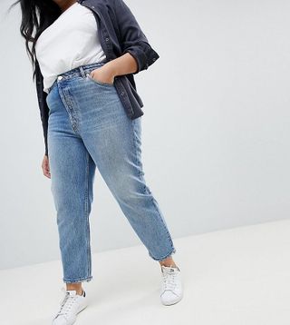 ASOS Curve + Florence Authentic Straight Leg Jeans in Light Stone Wash