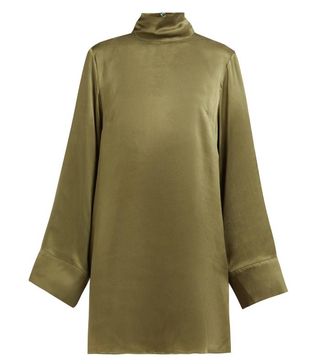 Worme + The High Neck Sandwashed Silk Shift Dress