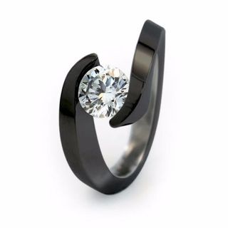 Titanium Rings + Stella | Black Titanium Ring With Diamond or Gemstone