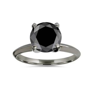Pompeii3 + 3ct Black Diamond Solitaire Engagement Ring 14K Black Gold