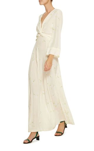 Ganni + Nolana Tie Front Floral Silk Maxi Dress