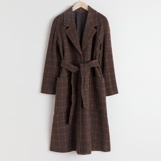 & Other Stories + Belted Wool Blend Check Coat