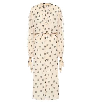 Nanushka + Zahara Polka-Dot Print Flared Chiffon Dress