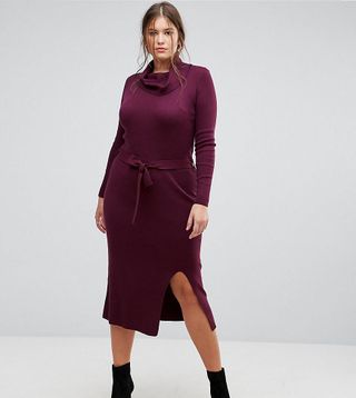Simply Be + Knitted Dress With Tie Waist