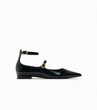 Zara + Faux Patent Leather Pointed Toe Flat
