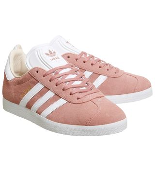 Adidas + Gazelle Trainers in Ash Pearl White