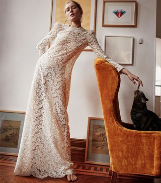 Lein + Long Sleeve Wool Lace Gown