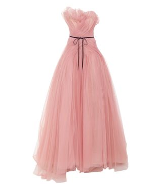 Monique Lhuillier + Asymetric Ruched Ball Gown