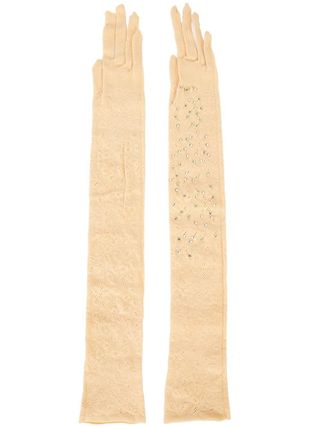 Wolford + Long Embellished Woven Gloves