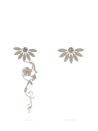 Burberry + Half Daisy Crystal-Embellished Mismatched Earrings