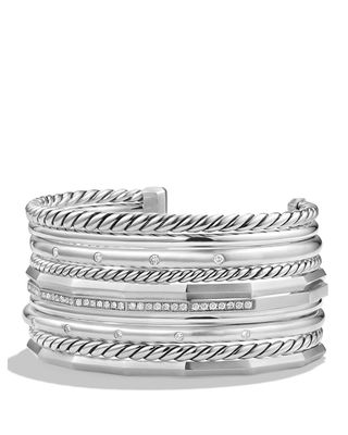 David Yurman + Stax Wide Cuff Bracelet With Diamonds