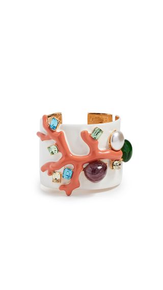 Kenneth Jay Lane + White & Coral Cuff Bracelet