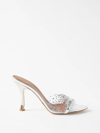 Malone Souliers + Joella 90 Point-Toe PVC and Leather Mules