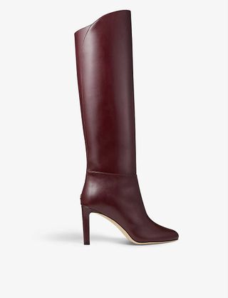 Jimmy Choo + Karter Pointed-Toe Leather Heeled Boots