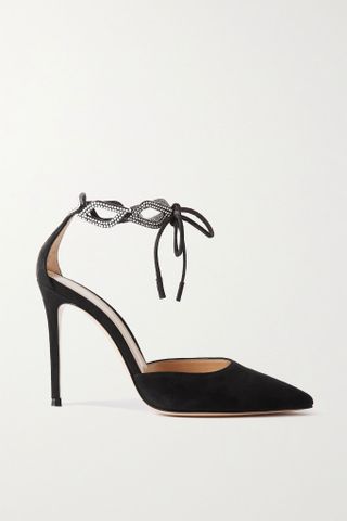 Gianvito Rossi + 105 Crystal-Embellished Suede Pumps