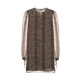 Saint Laurent + Leopard-Printed Silk Dress