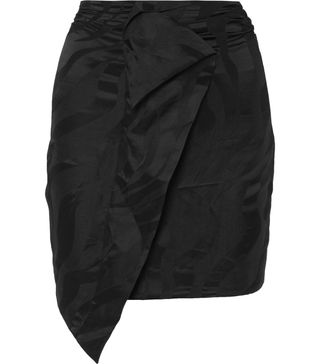 Carmen March + Wrap-Effect Linen-Blend Jacquard Mini Skirt