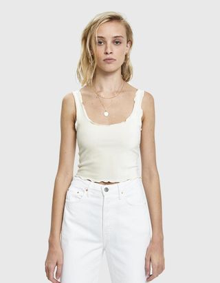 Which We Want + DeeDee Velour Crop Top in White