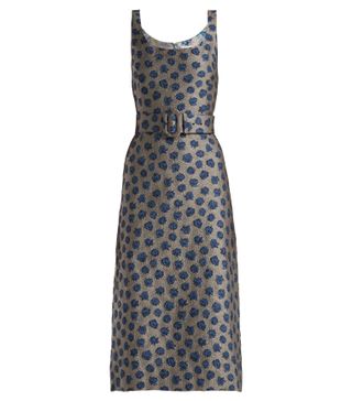 Luisa Beccaria + Belted Floral-Jacquard Dress