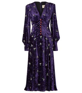 Gucci + Embellished Velvet Midi Dress