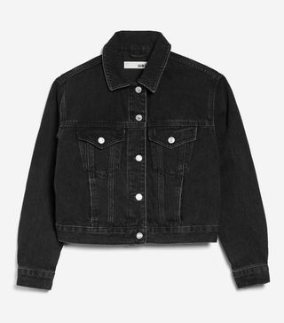 Topshop + Washed Black Fitted Denim Jacket