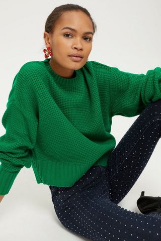 Topshop + Curved Hem Cropped Sweater