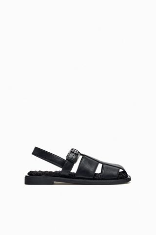 Zara + Faux Fur Lined Cage Sandals