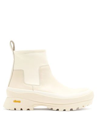 Jil Sander + Leather and Scuba-Jersey Ankle Boots