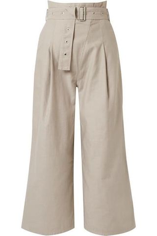 J Brand + Via Cropped Belted Cotton-Blend Canvas Pants