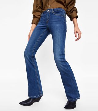 Zara + ZW Premium Skinny Flare Stilla Island Blue Jeans