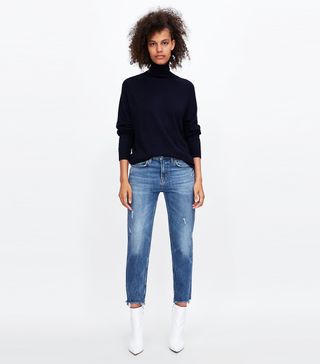 Zara + ZW Premium Slim Boyfriend Abbey Blue Jeans