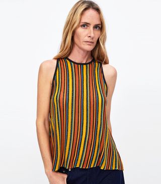 Zara + Striped Top With Metallic Thread