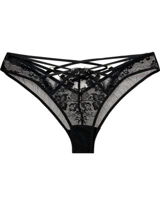 Agent Provocateur + Essie Satin-Trimmed Leavers Lace and Stretch-Tulle Briefs