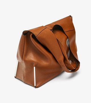 Zara + Leather Tote Bag With Metal Details
